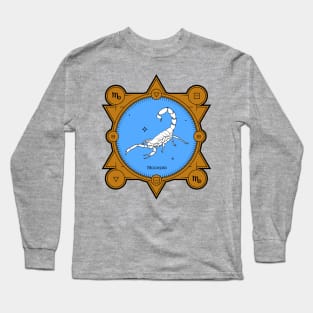 Scorpio zodiac Sign art blue and golden brown Long Sleeve T-Shirt